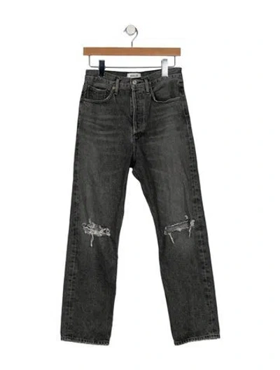 Pre-owned Agolde Mid-rise Straight Leg Jeans In Gray