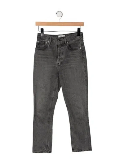 Pre-owned Agolde Mid-rise Straight Leg Jeans In Gray