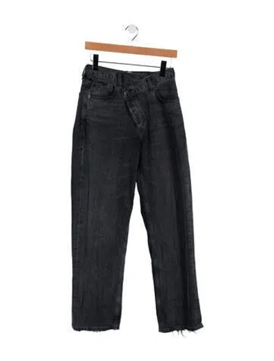 Pre-owned Agolde Mid-rise Straight Leg Jeans In Gray