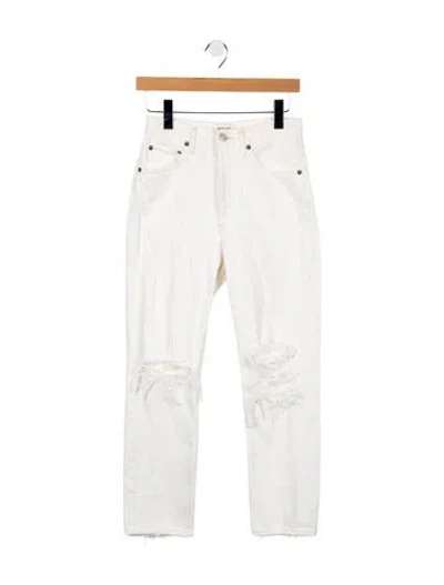 Pre-owned Agolde Mid-rise Straight Leg Jeans In White