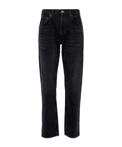 Agolde Mid-rise Straight-leg Denim Trousers In Black