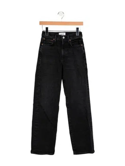 Pre-owned Agolde Mid-rise Wide Leg Jeans In Black
