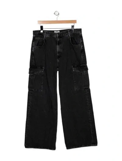 Pre-owned Agolde Mid-rise Wide Leg Jeans In Black