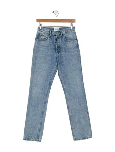 Pre-owned Agolde Mid-rise Wide Leg Jeans In Blue