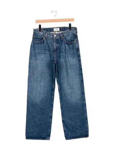 Pre-owned Agolde Mid-rise Wide Leg Jeans In Blue