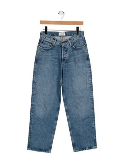 Pre-owned Agolde Mid-rise Wide Leg Jeans In Blue