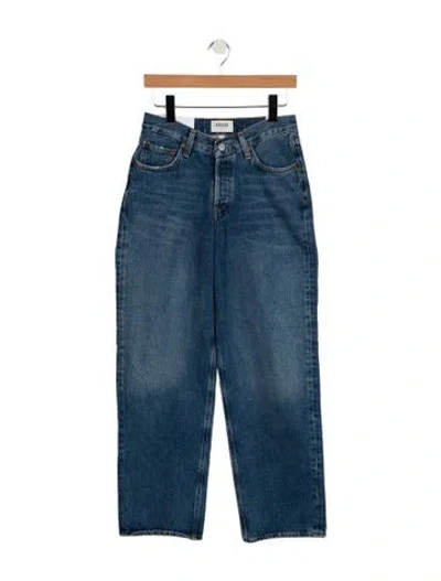 Pre-owned Agolde Mid-rise Wide Leg Jeans In Blue