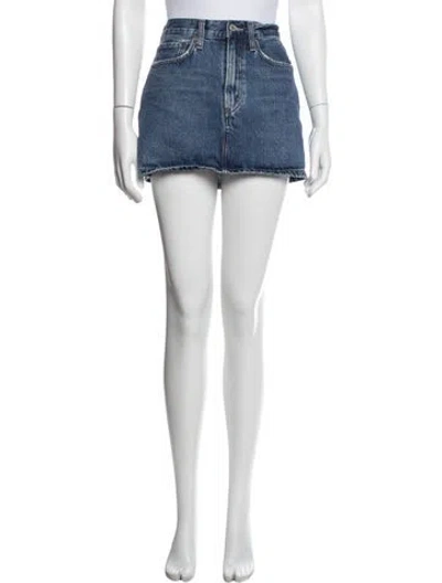 Pre-owned Agolde Mini Skirt In Blue/white