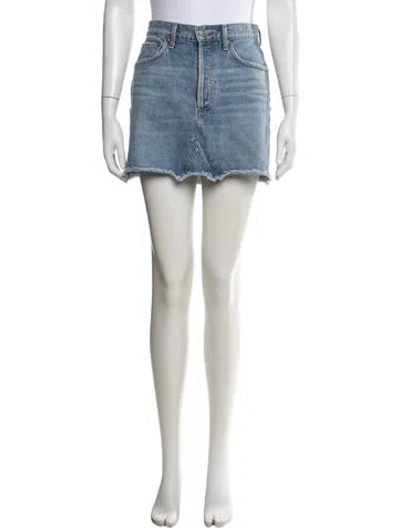 Pre-owned Agolde Mini Skirt In Blue/white