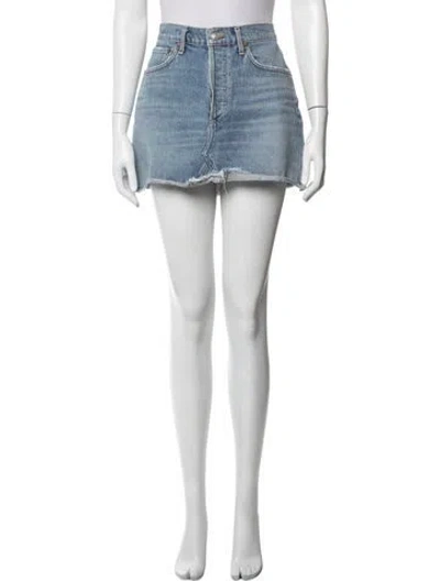 Pre-owned Agolde Mini Skirt In Blue/white