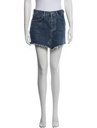 Pre-owned Agolde Mini Skirt In Blue/white