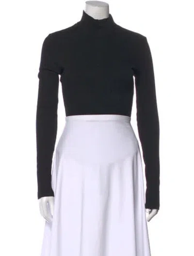 Pre-owned Agolde Mock Neck Long Sleeve Crop Top In Black