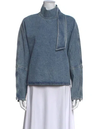 Pre-owned Agolde Mock Neck Long Sleeve Top W/ Tags In Blue