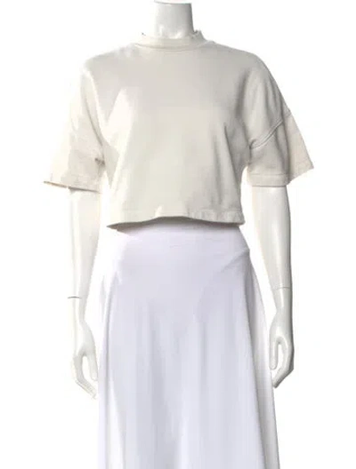 Pre-owned Agolde Mock Neck Short Sleeve Crop Top In White