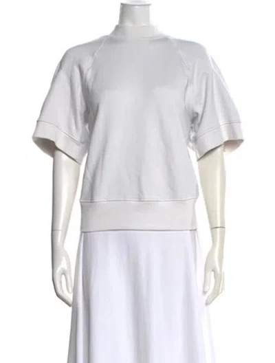 Pre-owned Agolde Mock Neck Short Sleeve Sweatshirt In White