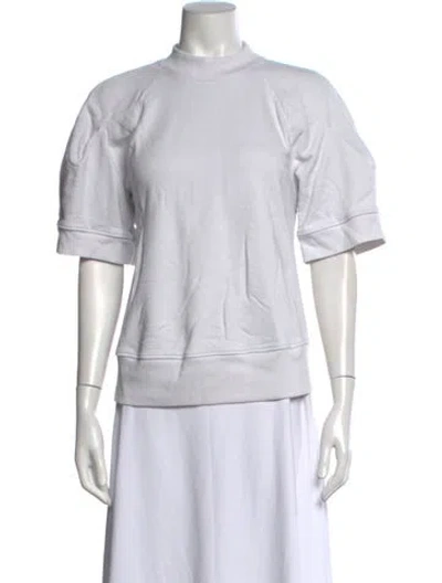 Pre-owned Agolde Mock Neck Short Sleeve Sweatshirt In White