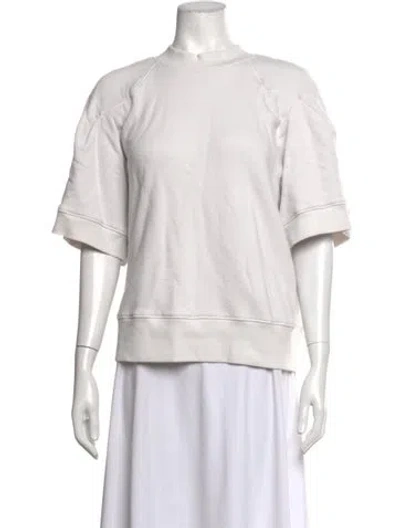 Pre-owned Agolde Mock Neck Short Sleeve Sweatshirt In White