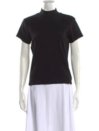 Pre-owned Agolde Mock Neck Short Sleeve Top In Black