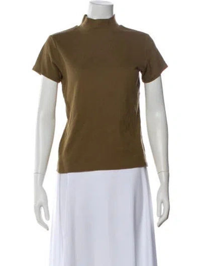 Pre-owned Agolde Mock Neck Short Sleeve Top In Green