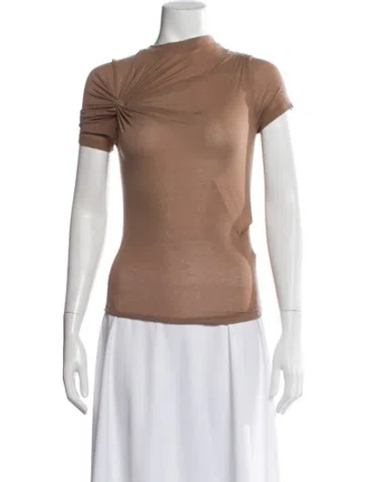 Pre-owned Agolde Mock Neck Short Sleeve Top In Neutral