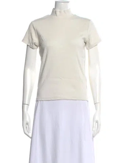 Pre-owned Agolde Mock Neck Short Sleeve T-shirt In White