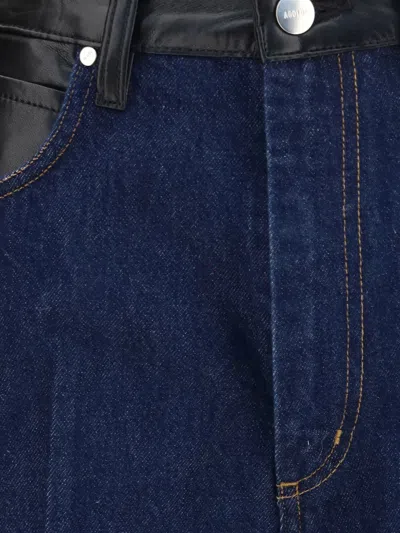 Agolde Morgan Leather-panelled Jeans In Blue
