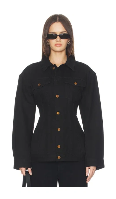 Agolde Myra Structured Denim Jacket In Black