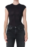 Agolde Nadia Cap Sleeve Bodysuit In Black
