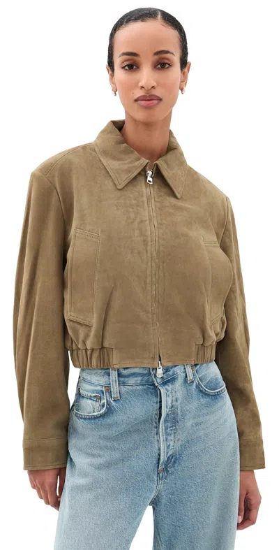 Agolde Nahla Cropped Goatskin Suede Jacket Canopy