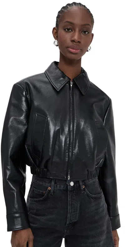 Agolde Nahla Cropped Jacket Detox In Black