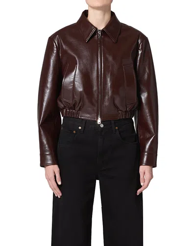 Agolde Nahla Cropped Jacket In Burgundy