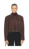 Agolde X Shoreditch Ski Club Nahla Suede Jacket In Brown
