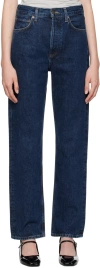 Agolde Navy 90's Pinch Waist High Rise Straight Jeans In Pendulum