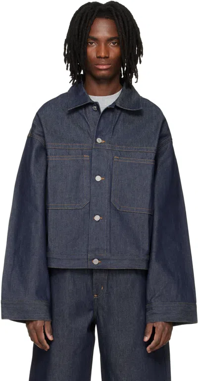 Agolde Blaze Oversized Cropped Denim Jacket In Blue