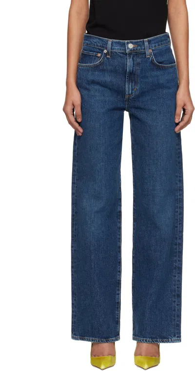 Agolde Navy Harper Straight Jeans In Blue
