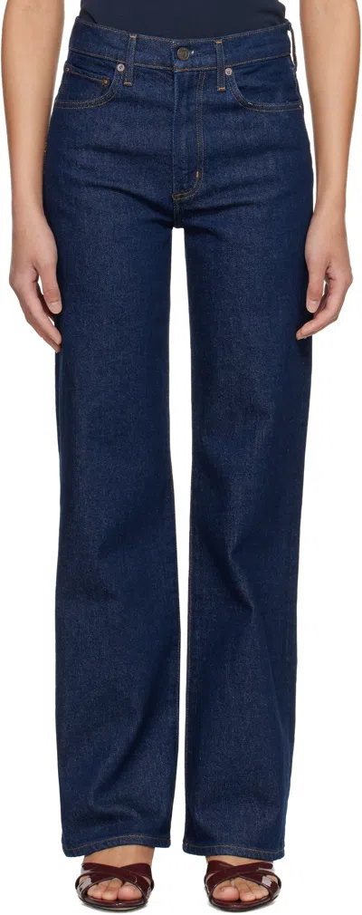 Agolde Navy Harper Straight Jeans In Blue