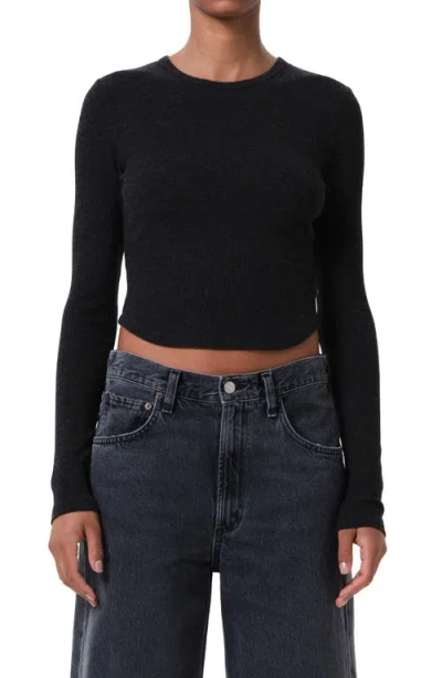 Agolde Neema Ribbed Long Sleeve T-shirt In Black