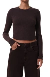 Agolde Neema Ribbed Long Sleeve T-shirt In Brown