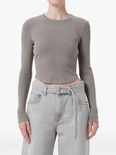 Agolde Neema Ribbed T-shirt In Gray