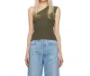 Agolde Nessa Ribbed One-shoulder Tank Top In Olive Green In Green