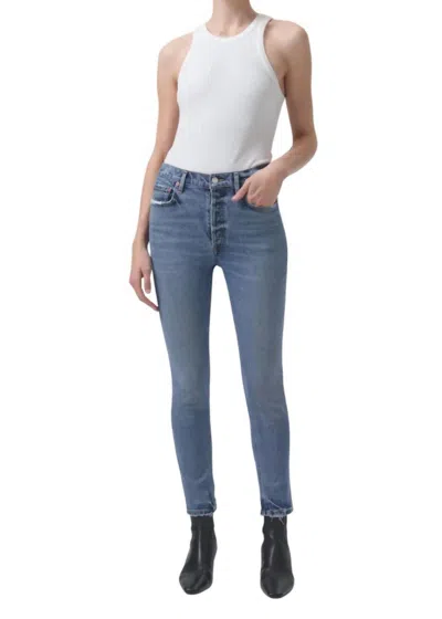 Agolde Nico High Rise Slim Fit Jeans In Blame In Brown