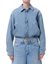 Agolde Nile Zip-front Elastic-waist Denim Jacket
