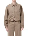 Agolde Elasticated-hem Denim Jacket In Brown