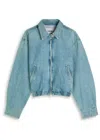 Agolde Nile Zip-front Elastic-waist Denim Jacket In Blue