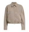 Agolde Elasticated-hem Denim Jacket In Brown