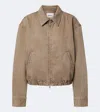 Agolde Elasticated-hem Denim Jacket In Brown