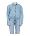 Agolde Nile Zip-front Elastic-waist Denim Jacket In Blue
