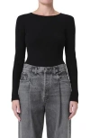 Agolde Nova Long Sleeve Crop Rib T-shirt In Americano