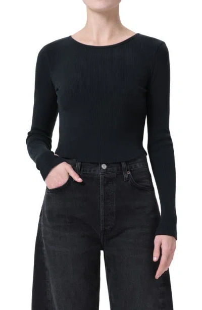 Agolde Nova Long Sleeve Tee In Americano In Beetle