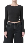 Agolde Nova Long Sleeve Crop Rib T-shirt In Marker